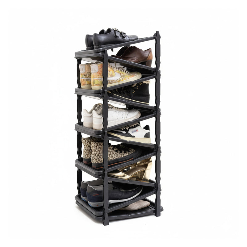 Zickzack-Schuhregal für 10 Paar Schuhe aus Kunststoff, 36x30x65cm
