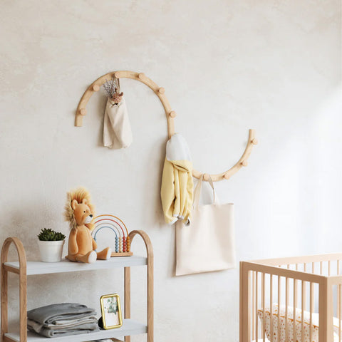 Set aus 4 Wandgarderoben mit 3 verstellbaren Holzhaken