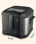 Elektrische 3-Liter-Fritteuse aus Edelstahl mit Geruchsfilter und regelbarem Thermostat