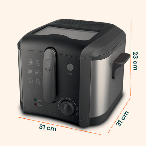 Elektrische 3-Liter-Fritteuse aus Edelstahl mit Geruchsfilter und regelbarem Thermostat
