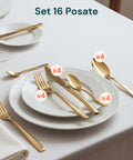 Sibilla-Besteck – 16-teiliges Set aus elegantem, glänzend goldfarbenem Edelstahl
