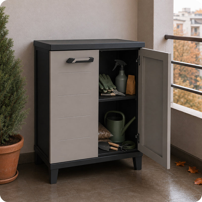 Prime Unterschrank aus feuchtigkeitsbeständigem Kunststoff, 66x40x88 cm, für beengte Räume