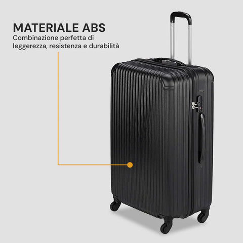 3-teiliges Trolley-Set mit Teleskopgriff und Rollen, 56/66/76 cm, Schwarz