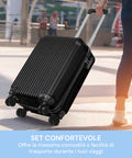 3-teiliges Trolley-Set mit Teleskopgriff und Rollen, 56/66/76 cm, Schwarz