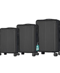 3-teiliges Trolley-Set mit Teleskopgriff und Rollen, 56/66/76 cm, Schwarz