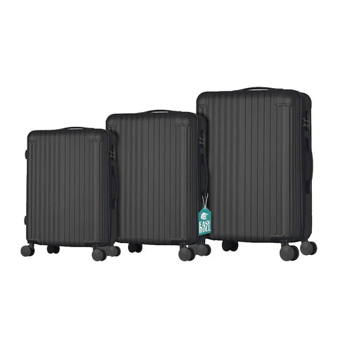 3-teiliges Trolley-Set mit Teleskopgriff und Rollen, 56/66/76 cm, Schwarz