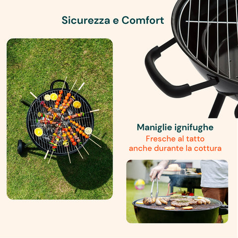 Holzkohlegrill Carmensa mit verchromtem Grillrost Ø44 cm für 6/8 Personen