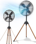 Ventilator 50 W mit 40-cm-Flügeln, klappbarem Stativ in Holzoptik - modernes Design