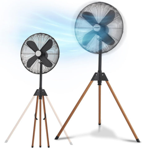 Ventilator 50 W mit 40-cm-Flügeln, klappbarem Stativ in Holzoptik - modernes Design