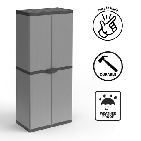 Hoher Schrank mit 2 Türen und 3 Einlegeböden, 68x40x165 cm