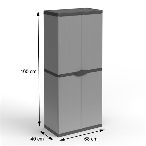 Hoher Schrank mit 2 Türen und 3 Einlegeböden, 68x40x165 cm