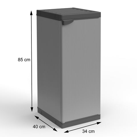 Niedriger modularer Schrank mit 1 Tür und 2 verstellbaren Einlegeböden, 34 x 40 x 85 cm