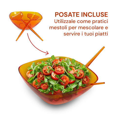 Salatschüssel PICASSO 30 cm mit Besteck – Eleganz und Funktionalität aus SAN-Harz