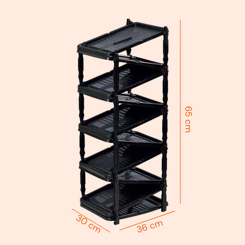 Zickzack-Schuhregal für 10 Paar Schuhe aus Kunststoff, 36x30x65cm