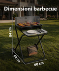 Zusammenklappbarer Grill aus schwarz emailliertem Stahl mit Rädern 60x80x84cm