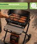 Zusammenklappbarer Grill aus schwarz emailliertem Stahl mit Rädern 60x80x84cm