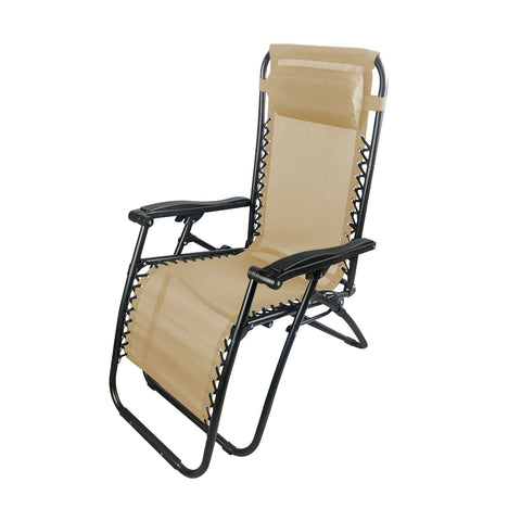 Mehrfach verstellbare Sonnenliege Siesta Beige aus schwarzem Stahl mit Textilene