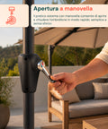 Halbrunder Wand-Sonnenschirm 2,7 x 2,3 m aus Aluminium und Polyester