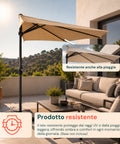 Halbrunder Wand-Sonnenschirm 2,7 x 2,3 m aus Aluminium und Polyester