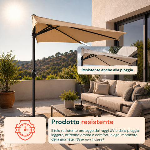 Halbrunder Wand-Sonnenschirm 2,7 x 2,3 m aus Aluminium und Polyester