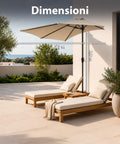Halbrunder Wand-Sonnenschirm 2,7 x 2,3 m aus Aluminium und Polyester