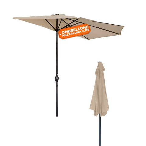 Halbrunder Wand-Sonnenschirm 2,7 x 2,3 m aus Aluminium und Polyester