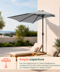 Halbrunder Wand-Sonnenschirm 2,7 x 2,3 m aus Aluminium und Polyester