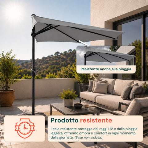 Halbrunder Wand-Sonnenschirm 2,7 x 2,3 m aus Aluminium und Polyester