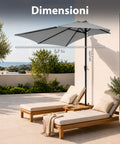 Halbrunder Wand-Sonnenschirm 2,7 x 2,3 m aus Aluminium und Polyester