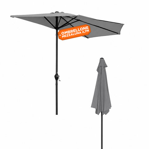 Halbrunder Wand-Sonnenschirm 2,7 x 2,3 m aus Aluminium und Polyester