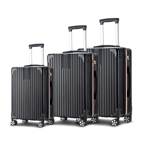 3-teiliges Trolley-Set 56/66/76 cm, Schwarz, aus ABS