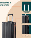 3-teiliges Trolley-Set 56/66/76 cm, Schwarz, aus ABS