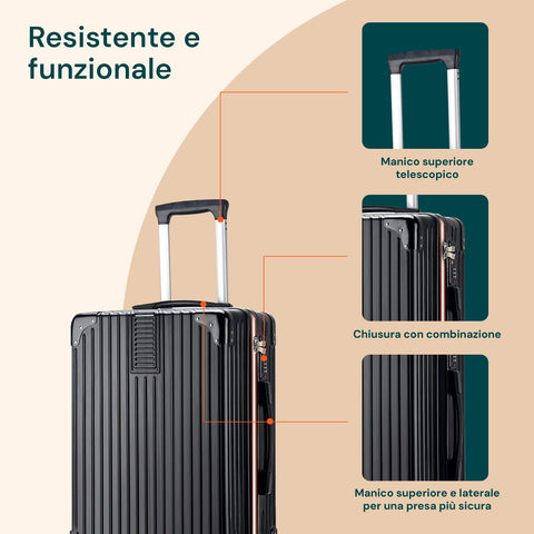 3-teiliges Trolley-Set 56/66/76 cm, Schwarz, aus ABS