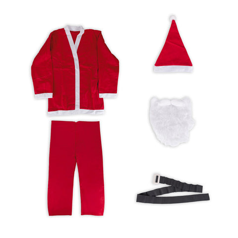 Komplettes Weihnachtsmannkostüm – Mütze, Bart, Jacke und Hose