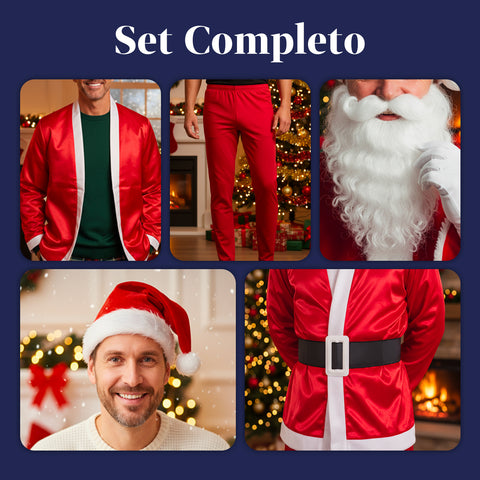 Komplettes Weihnachtsmannkostüm – Mütze, Bart, Jacke und Hose