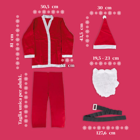 Komplettes Weihnachtsmannkostüm – Mütze, Bart, Jacke und Hose