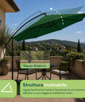 Runder Sonnenschirm Ø3 m mit seitlichem Arm aus Stahl, Kurbel, 180 g/m² Polyester, wasserdicht und UV-beständig, für Garten und Terrasse