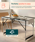 Set aus 3 klappbaren Tischen mit 4 einstellbaren Höhen und Aluminiumgestell