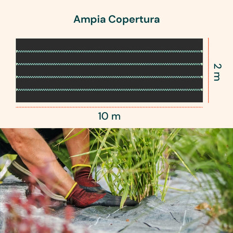 Unkrautvlies für den Garten 2 x 10 m, 90 g/m², aus PP, vielseitig einsetzbar