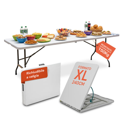 Clori XL Picknicktisch, klappbar und als Koffer zusammenfaltbar, aus PP-Kunstharz