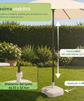 Gartenschirmständer 20 l aus PP – Befüllbarer Standfuß mit Wasser oder Sand – Für Stangen ø22-32 mm und Sonnenschirme bis 2,2 m – Maße 44x44x14 cm – Einfach zu montieren und zu reinigen