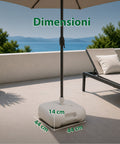 Gartenschirmständer 20 l aus PP – Befüllbarer Standfuß mit Wasser oder Sand – Für Stangen ø22-32 mm und Sonnenschirme bis 2,2 m – Maße 44x44x14 cm – Einfach zu montieren und zu reinigen