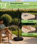 Gartenschirmständer 20 l aus PP – Befüllbarer Standfuß mit Wasser oder Sand – Für Stangen ø22-32 mm und Sonnenschirme bis 2,2 m – Maße 44x44x14 cm – Einfach zu montieren und zu reinigen