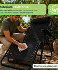 Klappbarer Gartenstuhl mit seitlichem Tablett – Tragfähigkeit 120 kg – Gestell aus Eisen und Teslin-Gewebe