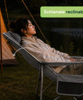 Zusammenklappbarer und verstellbarer Campingstuhl mit einer Tragfähigkeit von 150 kg – Stahlgestell und Oxford-Gewebe mit Aufbewahrungstaschen und Transporttasche