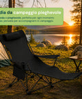 Zusammenklappbarer und verstellbarer Campingstuhl mit einer Tragfähigkeit von 150 kg – Stahlrahmen und Oxford-Gewebe mit Aufbewahrungstaschen und Transporttasche