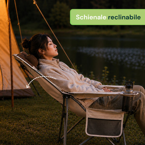 Faltbarer und verstellbarer Campingstuhl, belastbar bis 150 kg – Stahlrahmen und Oxford-Gewebe mit Aufbewahrungstaschen und Transporttasche
