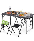 Faltbares Campingtisch-Set mit 4 Hockern aus Aluminium
