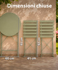 Set aus Gartentisch und 2 zusammenklappbaren Eisenstühlen – Runder Tisch ø 60 cm und 2 platzsparende Stühle – Tragfähigkeit 150 kg/100 kg