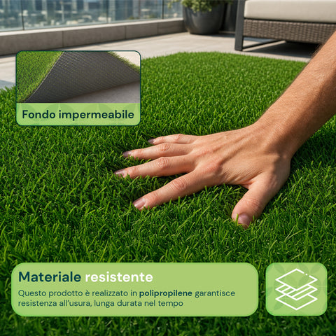 Kunstrasen 1x3m - Künstliches Gras für Garten und Balkon